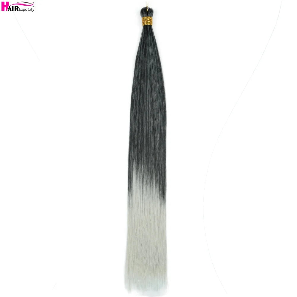 Bone Straight Braiding Hair 150g Silky Synthetic Hair For Box Braids Pre Stretched Ombre Crochet Braids Hair Extension