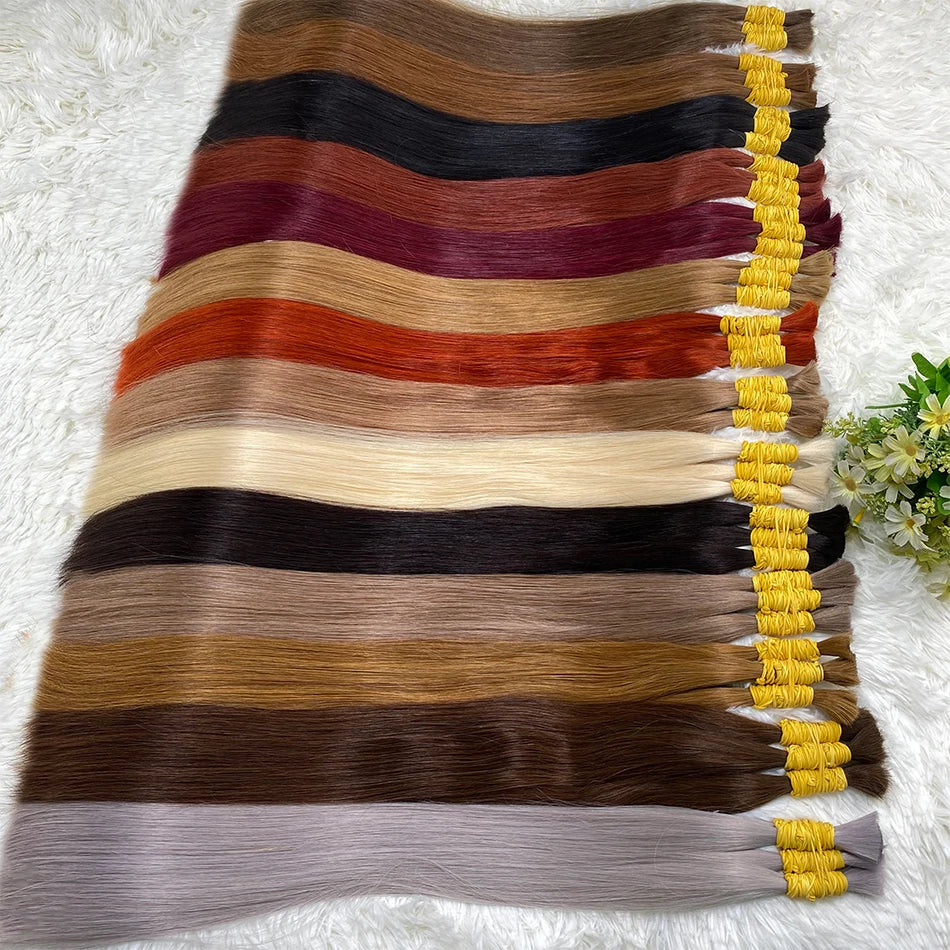 Straight Human Hair Bundles No Weft Natural Black Bulks Blonde Brazilian Remy Hair 100% Real Natural Hair Extension For Women