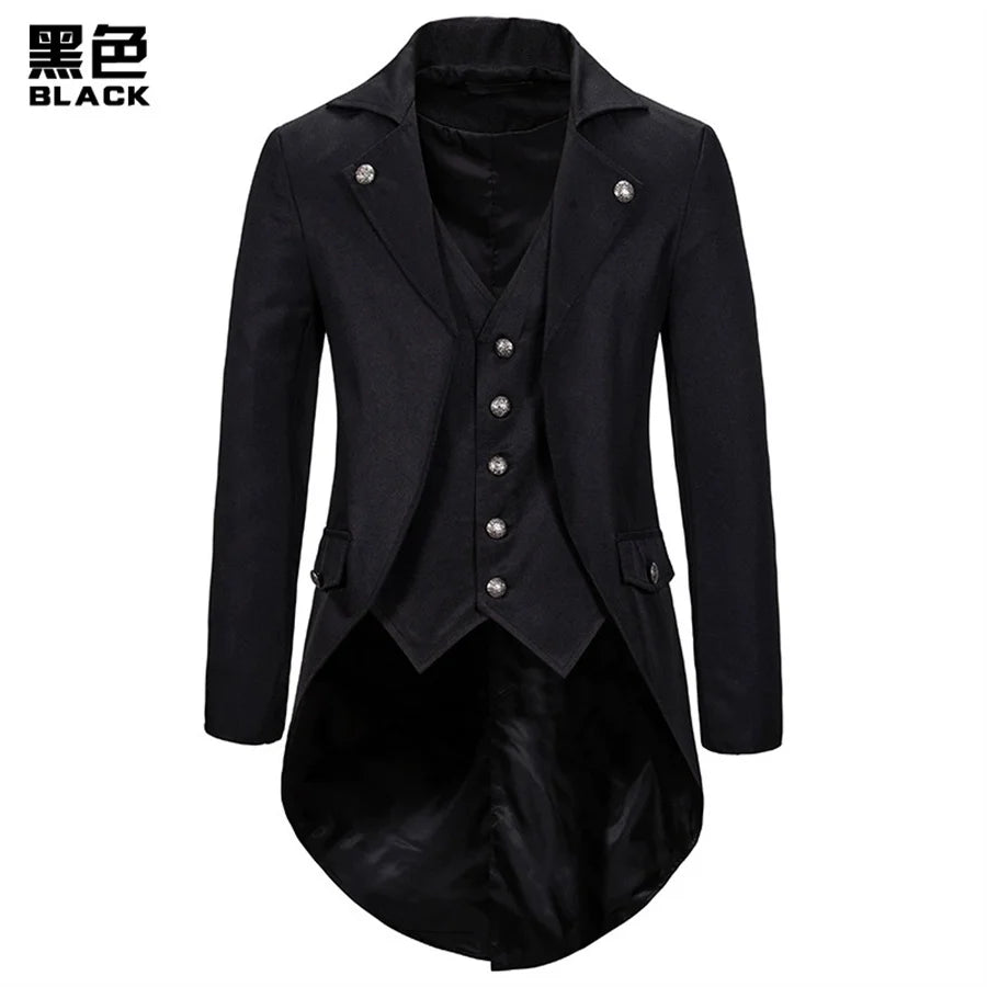 2026 Gothic Blazers for Men Medieval Steampunk Vintage Suit Jackets Banquet Party Slim Formal Tuxedo Suit Men's Cosplay Costumes