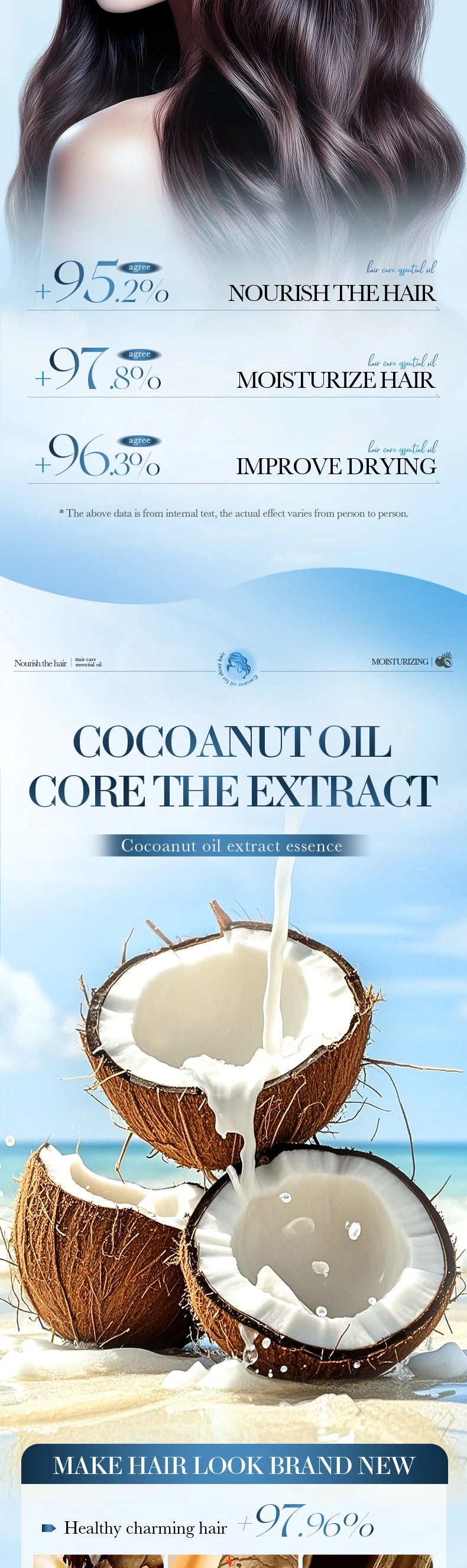 SADOER Coconut Hair Care Oil Hair Essence Repair Dry Damaged Hair Smooth Nourishing Moisturizing Treatments for Hair