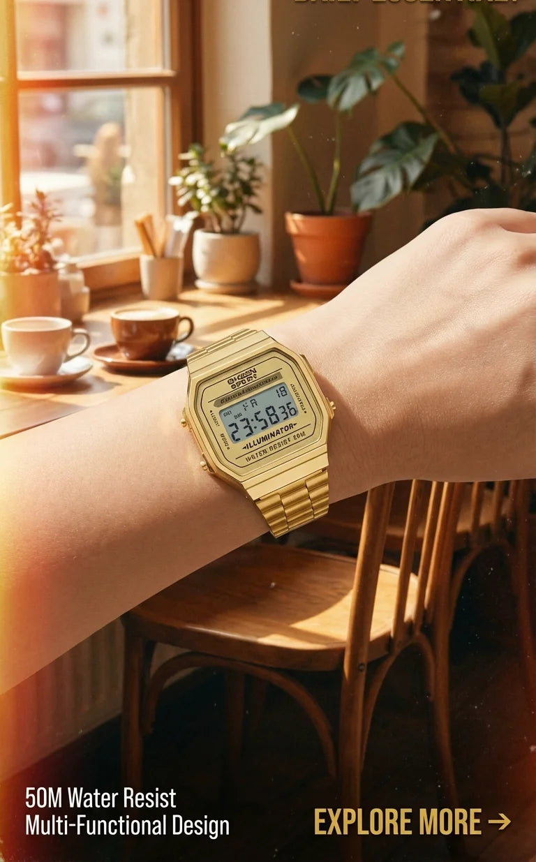 Digital Watches for Women Luxury Gold Ladies Sport Watch reloj mujer Stainless steel Electronic Watch Alarm Clocks Gifts