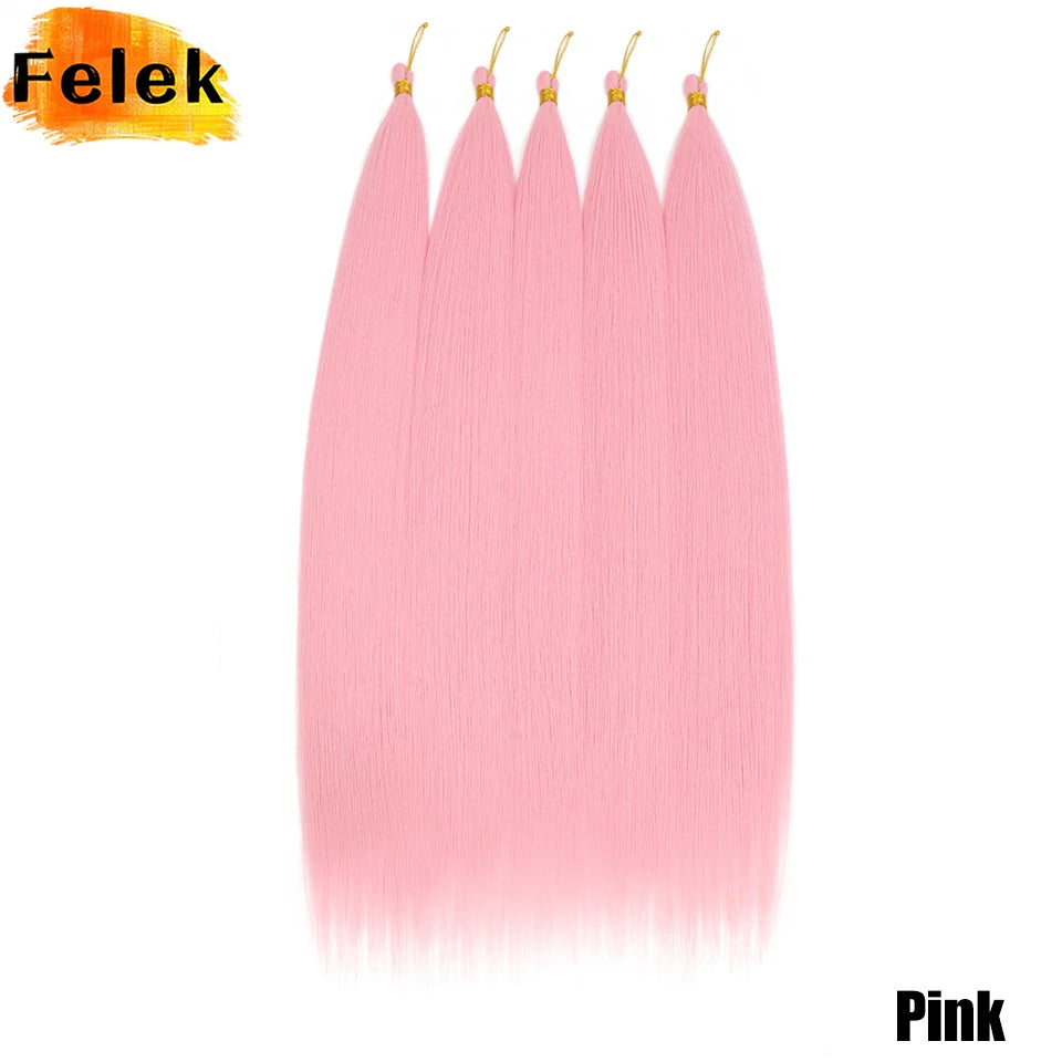 Synthetic Bone Straight Crochet Hair Extensions 30 Inch Hook Braids Ariel Straight Hair Weaving 1-3Pcs Purple Fake Hair Bundles