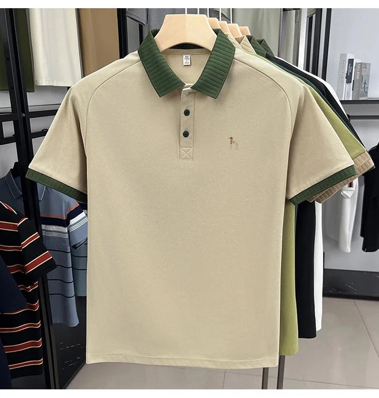Fashion high-end brand POLO shirt exquisite little dog embroidery lapel T-shirt new comfortable and leisure men's short sleeve