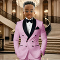 Boy Suits for Wedding Tuxedos with Black Shawl Lapel Double Breasted Mint Kids Wear Two Pieces Slim Flit Prom Party Blazer