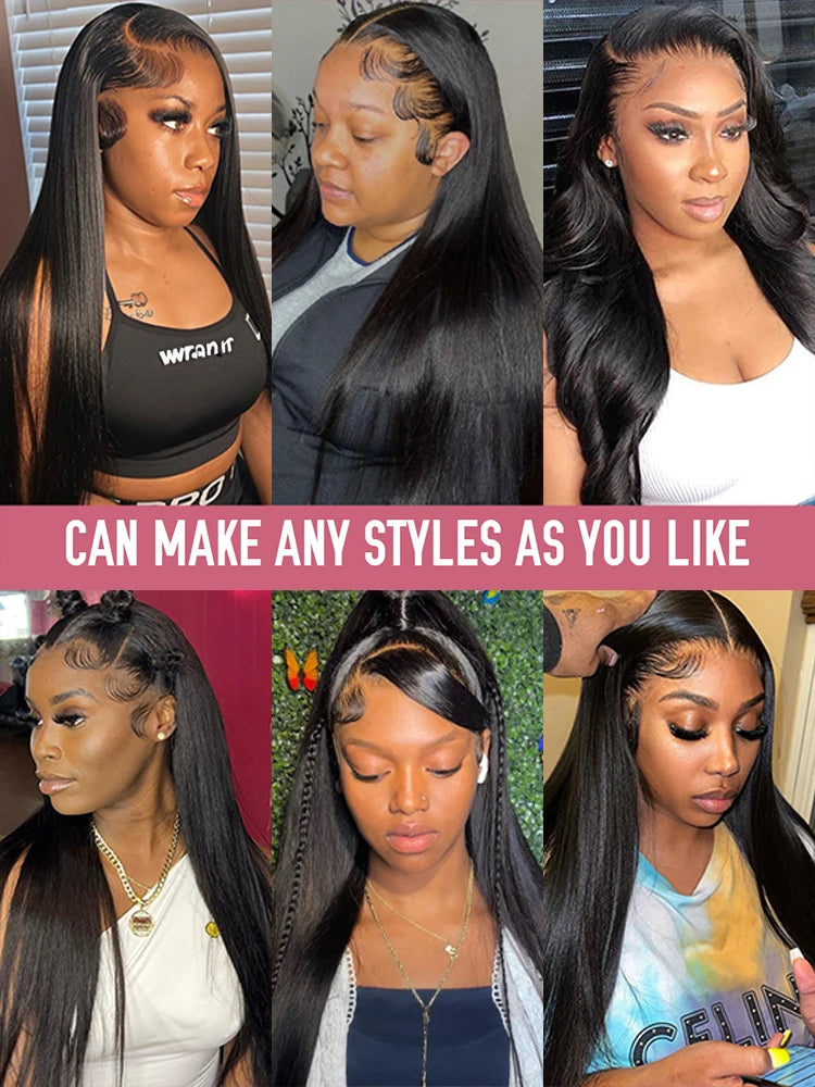 30 40 Inch Bone Straight 13x6 Hd Lace Frontal Human Hair Wig 13x4 Brazilian Pre Plucked Hair Wig Human Hair Wigs For Black Women