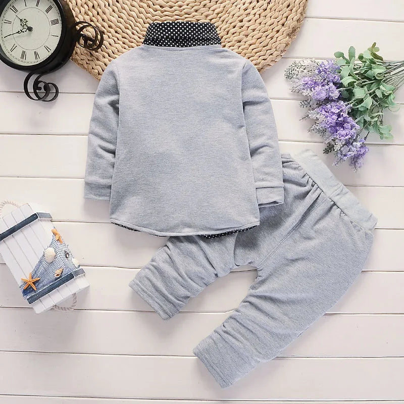 Fashion Boys Gentleman Suits for Wedding Kids Birthday Gift Party Child Clothing Sets Blazer +Pant 2pcs School uniform Clothes