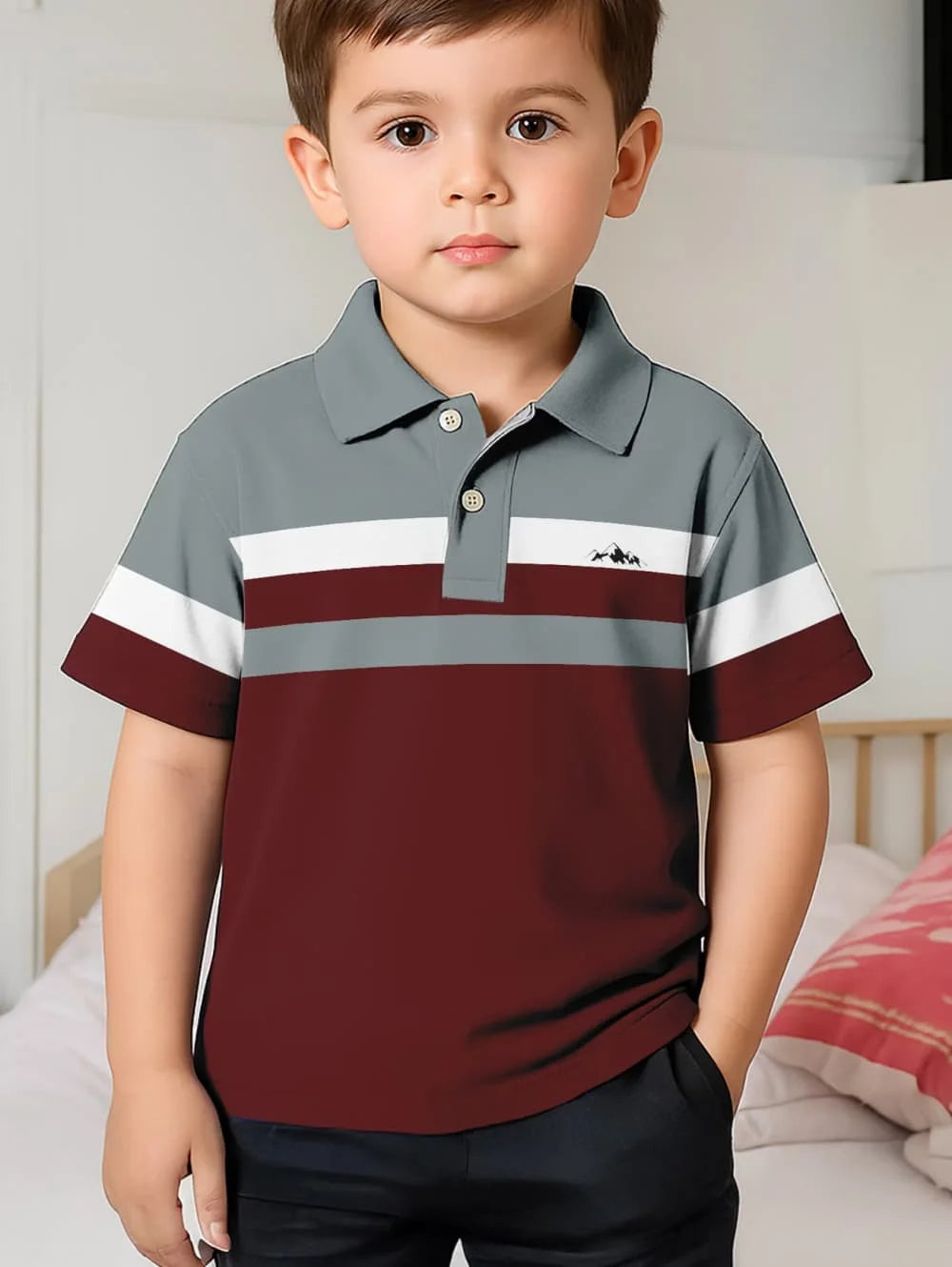 Polo Shirts for Kids Gradient Striped 3D Print Fashion Child Polo Shirt Boy Clothes Lapel Tops Street Casual Children's Clothing
