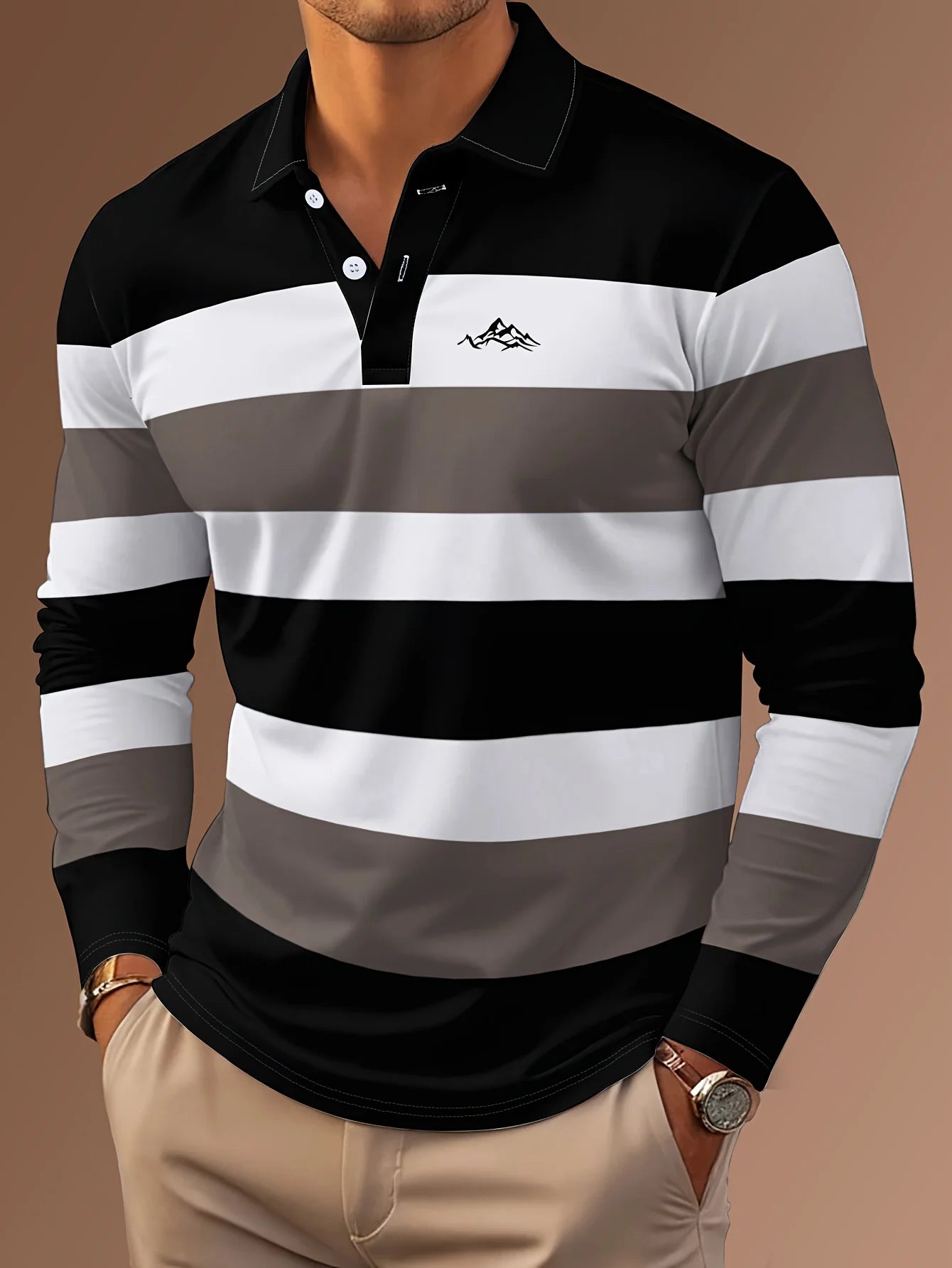 The new men's POLO shirt for Spring and Autumn 2025 is casual fashionable skin-friendly and soft with 3D printing