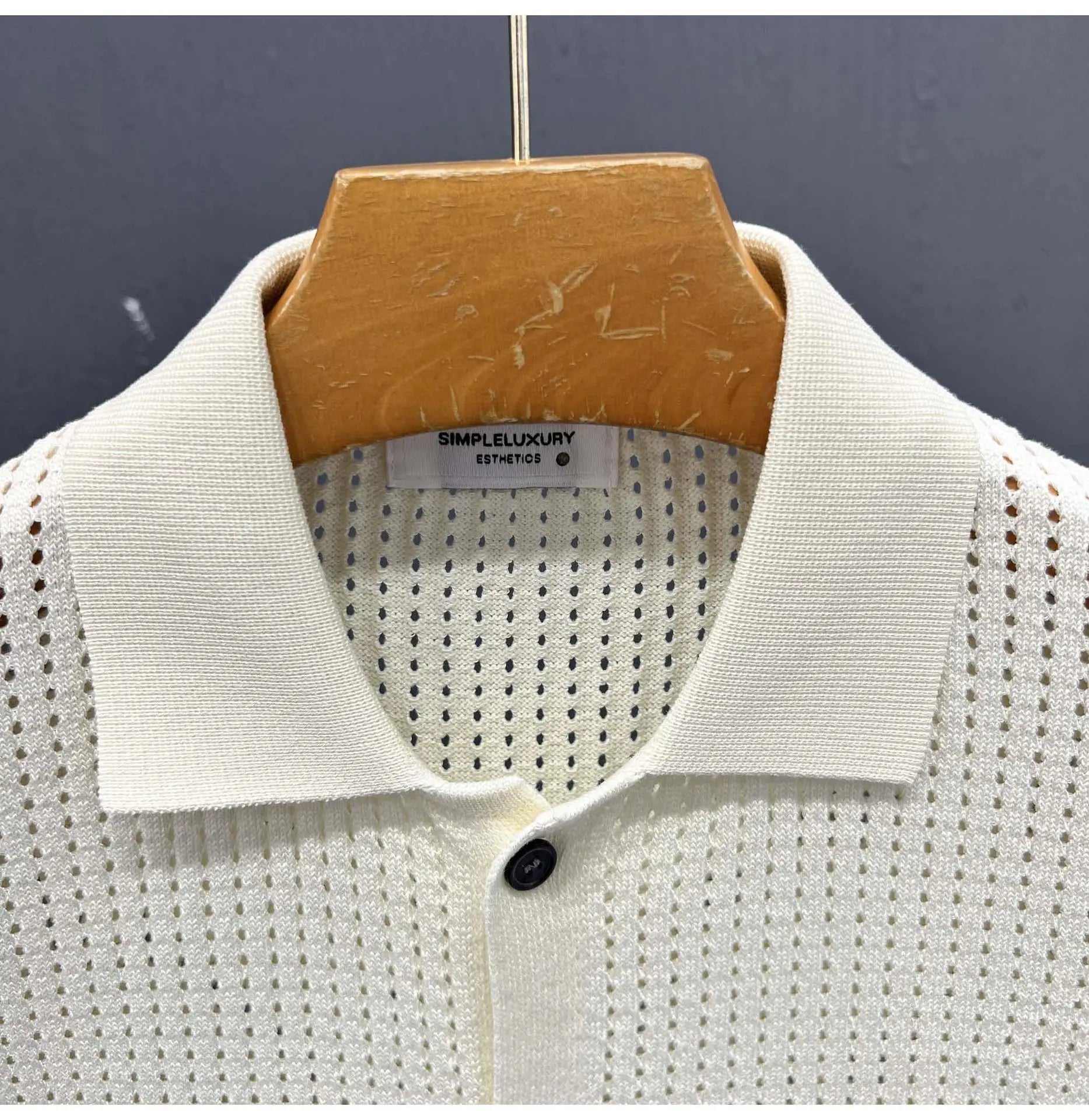 POLO Shirt Knitted Sweater Short-sleeved Men's Hollow Cardigan Striped Old Money Wind Casual T-shirt Summer Men Clothing