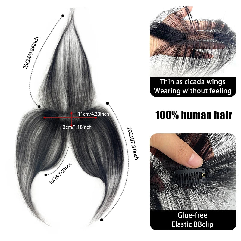 Human Hair Natural Forehead Fringes Hair Bangs 3D French Bangs Wig for Women Hair Pieces Head Curtain Piece Eight Shaped Bangs