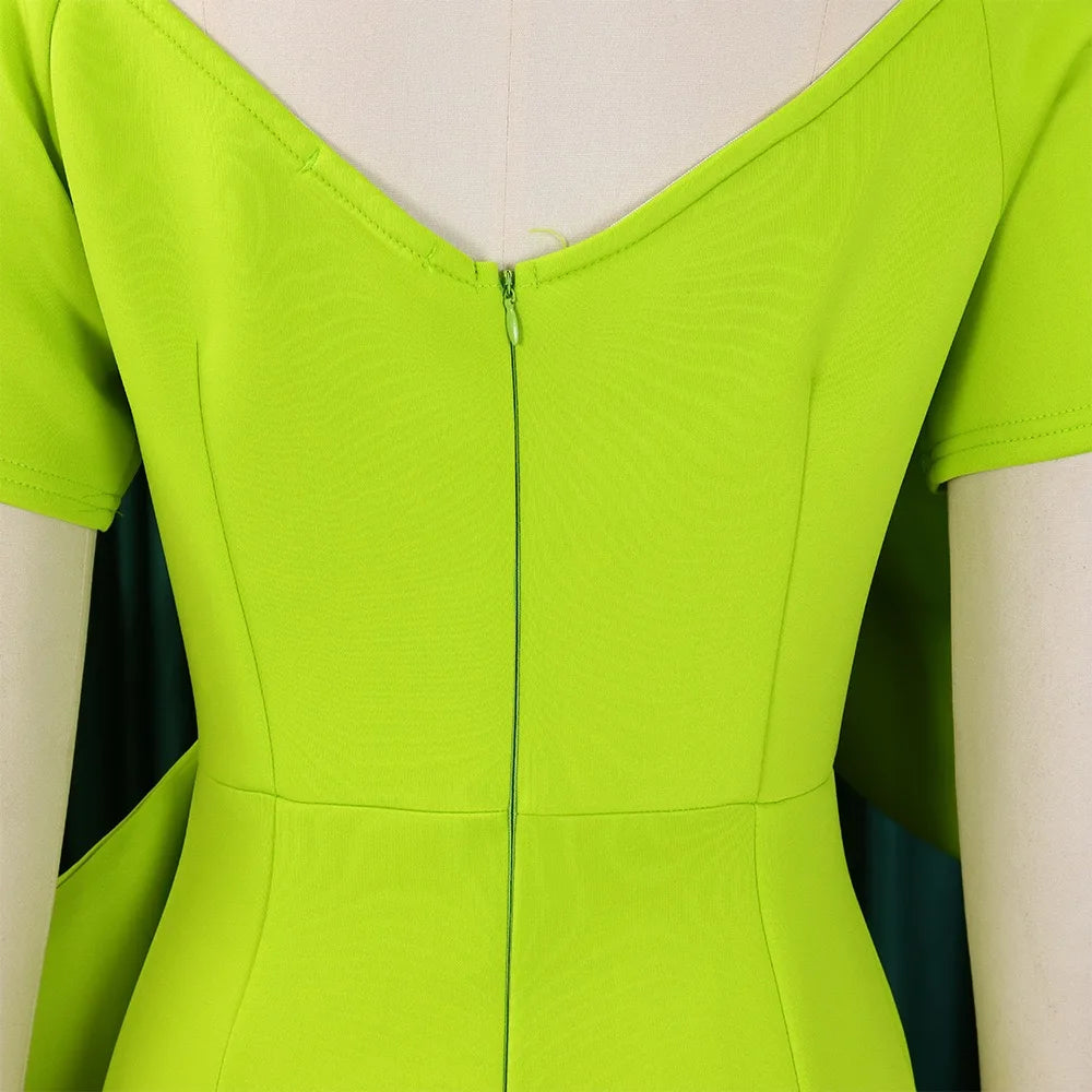 Elegant Party Dresses for Woman 2024 New V Neck Short Sleeve Big Bow Decorate Sheath Side Split Ankle Length Luxury Party Dress