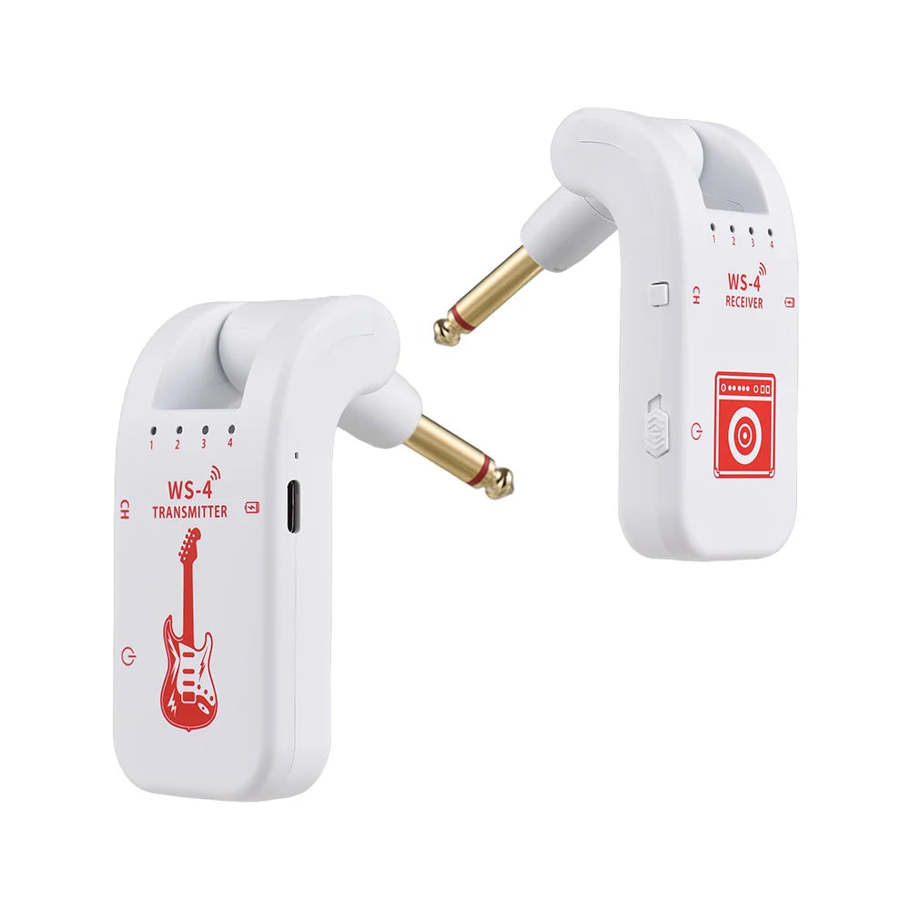 2.4G Wireless Guitar System Rechargeable Guitar Transmitter Receiver 48K/16bit Real-time Transmission Rotatable Plug for Guitars