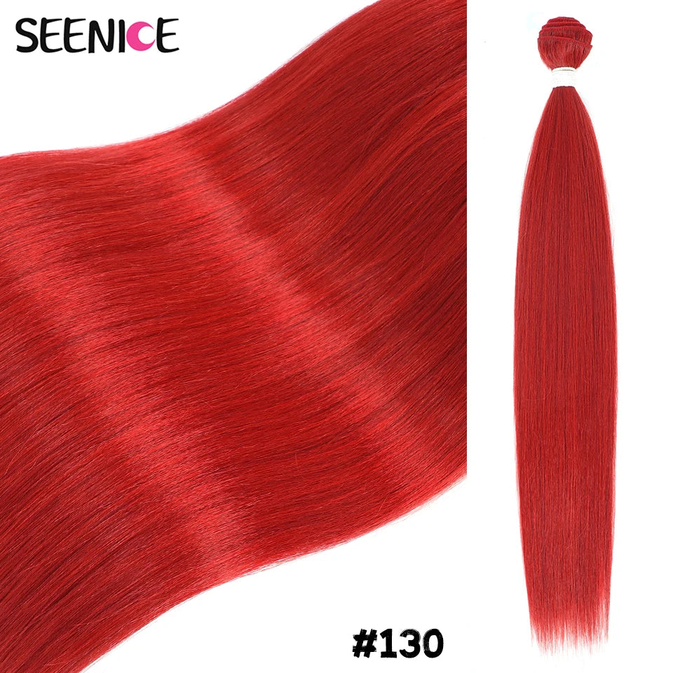 Bone Straight Hair Extensions Ombre Blonde Fake Hair Bundles Super Long Hair Synthetic 22-40 Inch Straight Hair Full to End