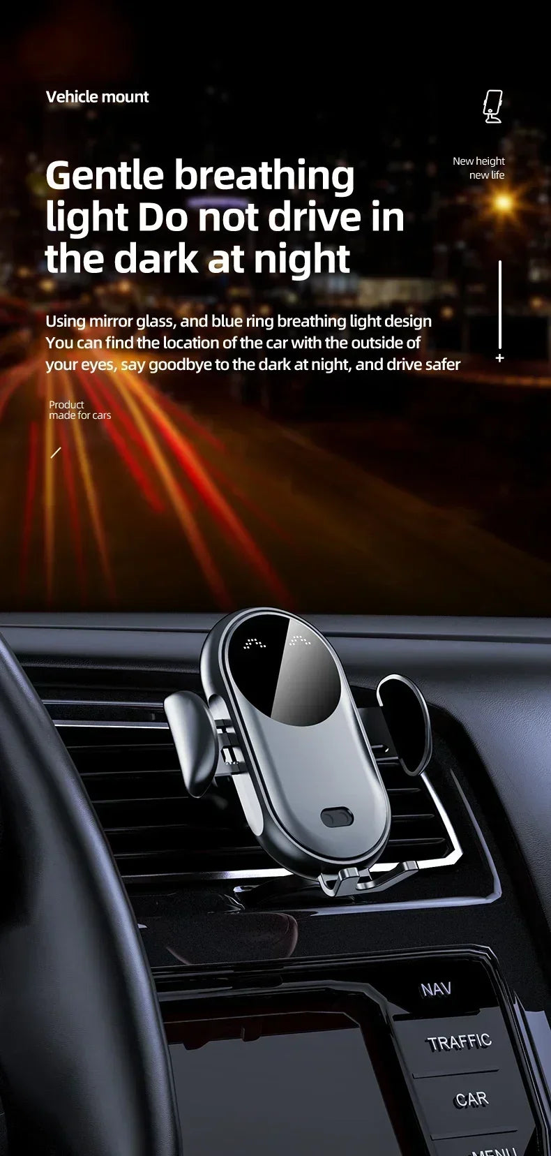 VIKEFON Car Wireless Charger Car Phone Holder for iPhone 17-12 Pro Max 11 Pro X MAX 8 7 Plus Intelligent Infrared Phone Holder