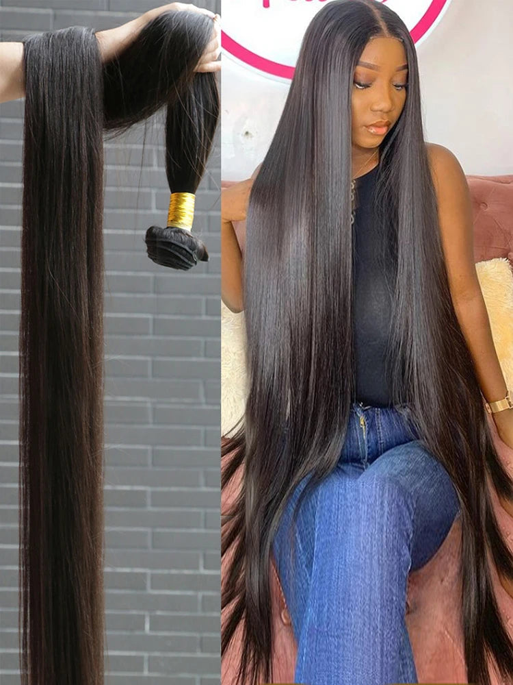 100% Real Human Hair Bone Straight Bundles 30 40 Inches Raw Hair 1 3 4 Bundles Brazilian Hair Weave Extensions For Black Women