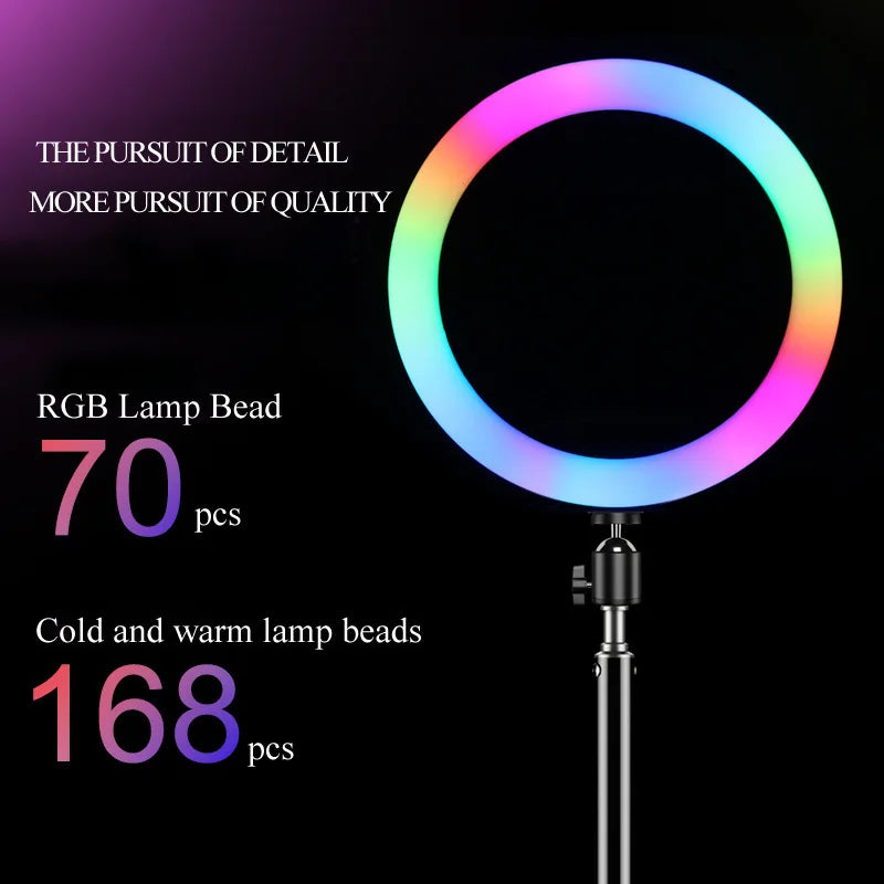 RGB Ring Light Lamp Ring Round With Remote Control For Smartphone Mobile Led Video Light Ring Make Live Photographic Lighting