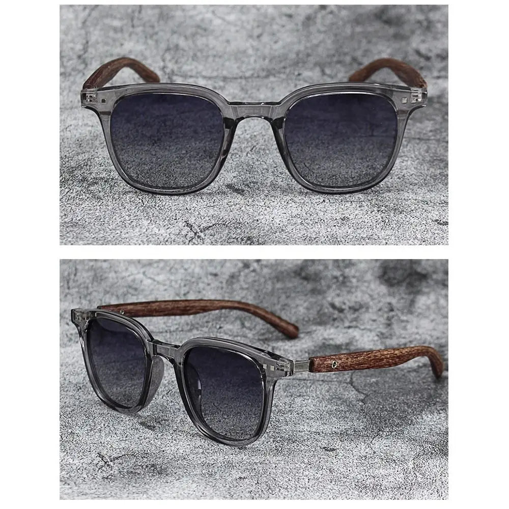 Trendy Retro Wood Grain Sunglasses for Women and Men New Square Frame Sun Glasses UV Protection Cycling Eyewear Outdoor Street