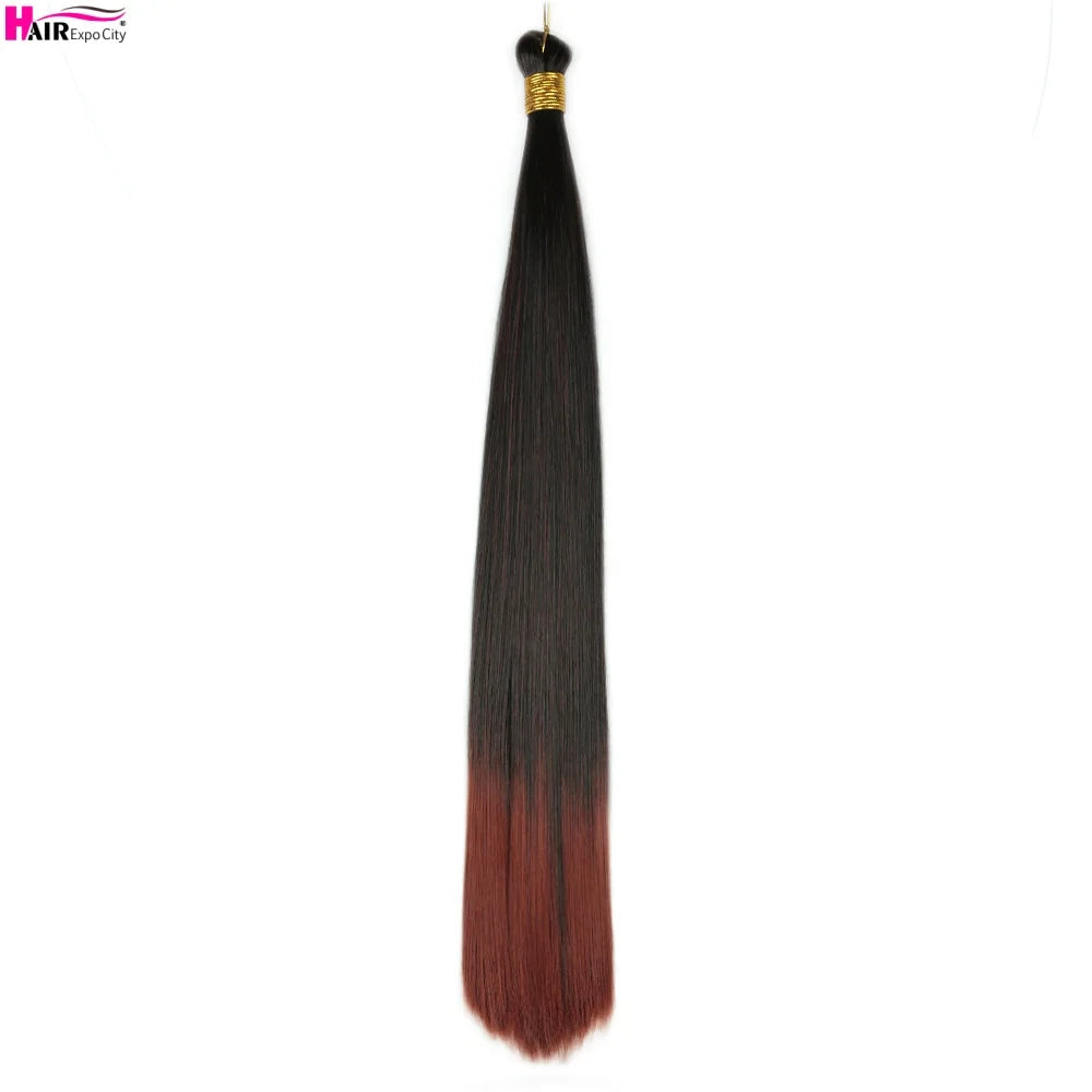 Bone Straight Braiding Hair 150g Silky Synthetic Hair For Box Braids Pre Stretched Ombre Crochet Braids Hair Extension