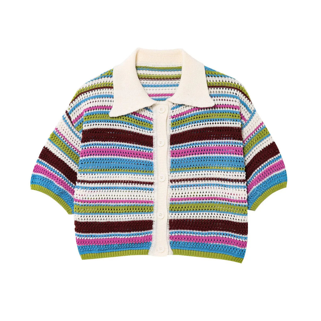 2025 Spring New POLO Shirt Collar Knitted Top Shorts Set