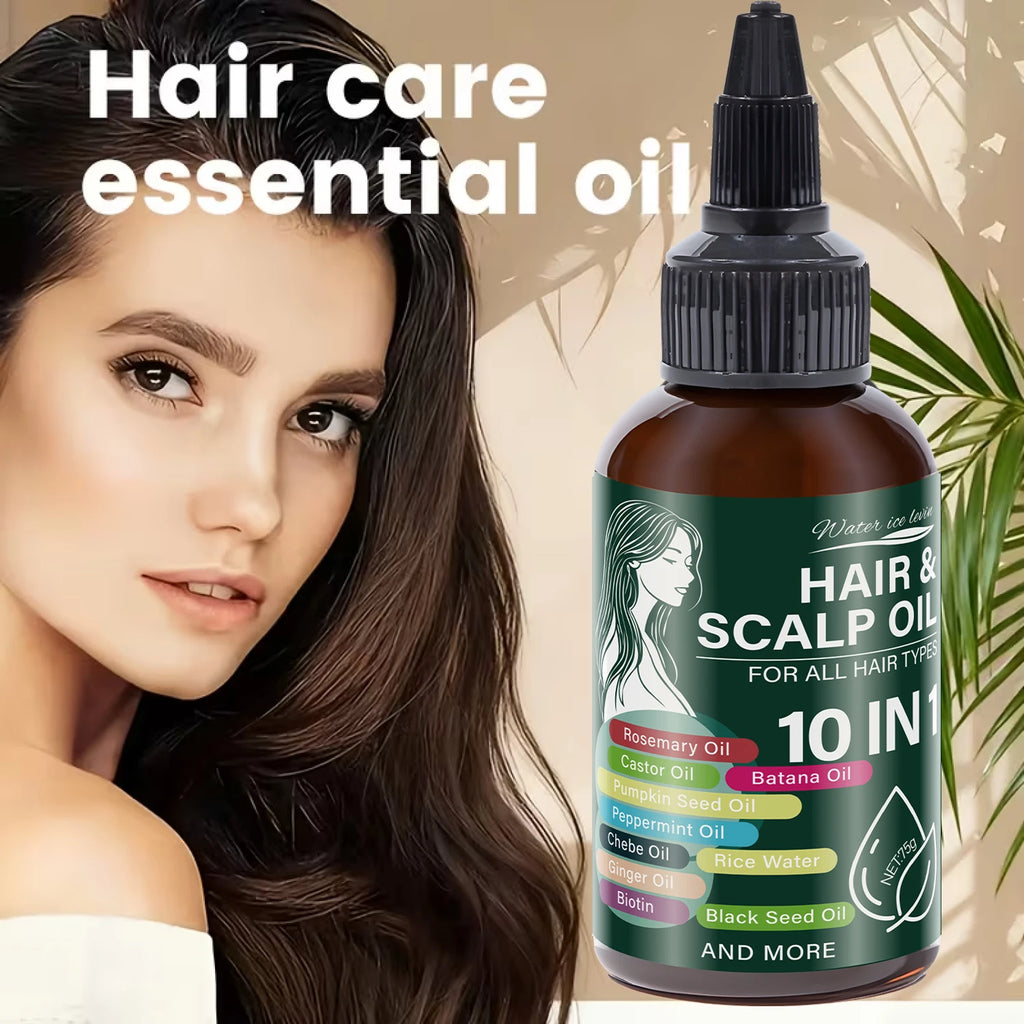 Hair Growth Oil with Castor Oil & Rosemary，10 Natural Oils Blend for Hair & Scalp, All Hair Types, BOGO Free, Fast Ship