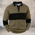 Simple Striped Long Sleeve Polo Shirts For Men Fashion Trendy 3D Printed Golf Polo Shirt Casual Oversized Lapel Button Tops