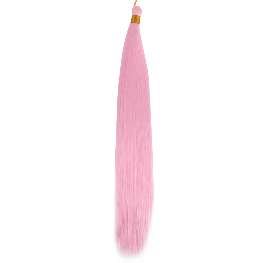 Bone Straight Silky Crochet Braiding Hair Synthetic Bulk High Temperature Hair Bundles Extension 28 Inch 150g Per Pack for Women