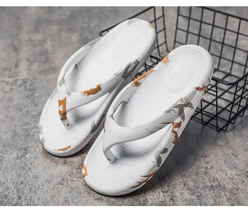 Fashion Daily Slippers for Men Anti Slip Soft Sole Lightweight Home Beach Outdoor Leisure Walking Footwear