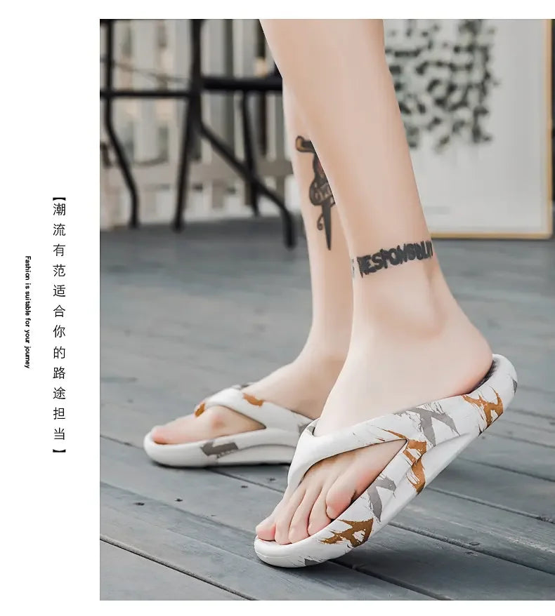 Fashion Daily Slippers for Men Anti Slip Soft Sole Lightweight Home Beach Outdoor Leisure Walking Footwear