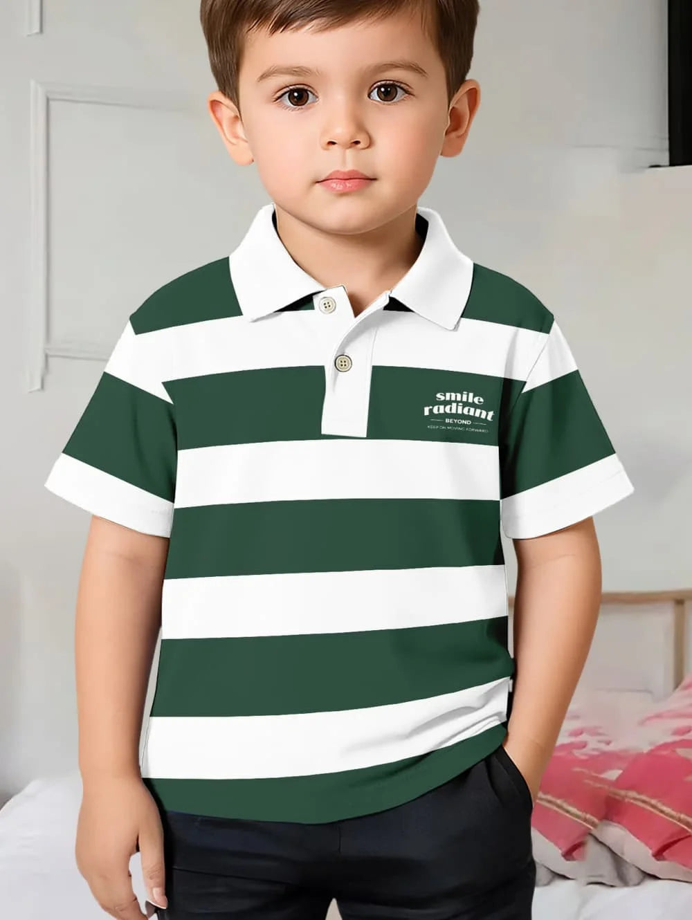 Polo Shirts for Kids Gradient Striped 3D Print Fashion Child Polo Shirt Boy Clothes Lapel Tops Street Casual Children's Clothing