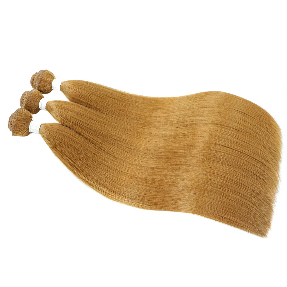 Bone Straight Hair Extensions Ombre Blonde Fake Hair Bundles Super Long Hair Synthetic 22-40 Inch Straight Hair Full to End