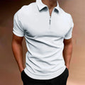 Men's polo shirt solid color short-sleeved zipper lapel T-shirt casual top