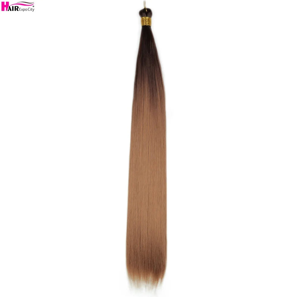 Bone Straight Braiding Hair 150g Silky Synthetic Hair For Box Braids Pre Stretched Ombre Crochet Braids Hair Extension