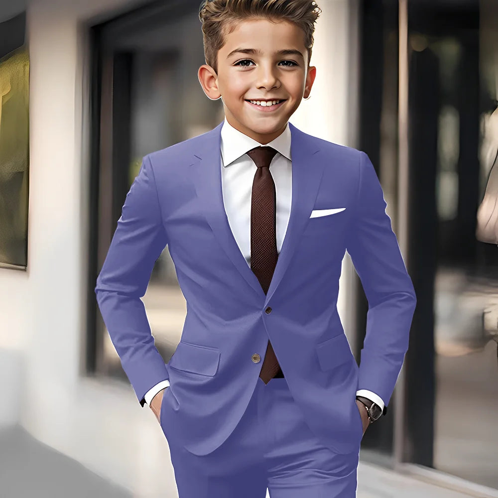 Brown Boys Suit 2 Piece Set Jacket Pants Wedding Kids Tuxedo Holiday Dress Boys Blazer Custom Clothes