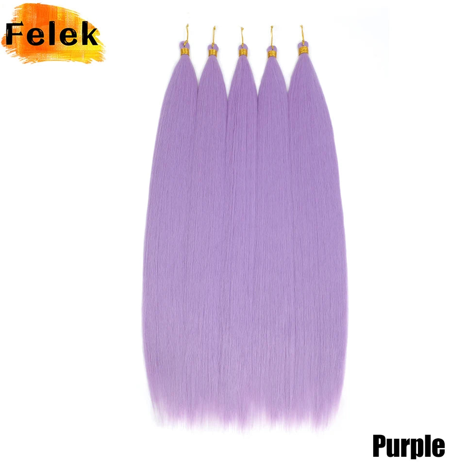Synthetic Bone Straight Crochet Hair Extensions 30 Inch Hook Braids Ariel Straight Hair Weaving 1-3Pcs Purple Fake Hair Bundles