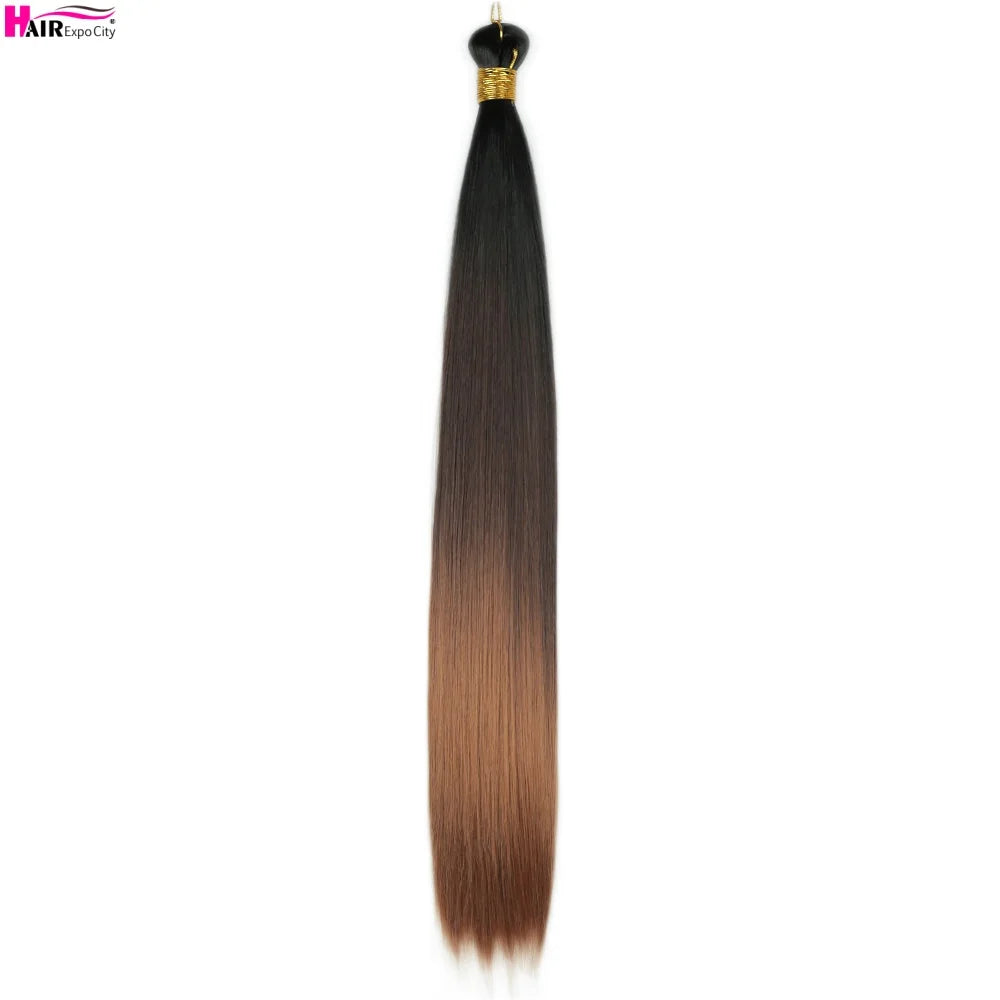 Bone Straight Braiding Hair 150g Silky Synthetic Hair For Box Braids Pre Stretched Ombre Crochet Braids Hair Extension