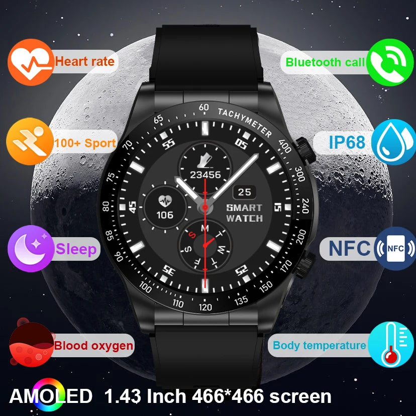 2025 new smart watch, 1.43-inch amoled high-definition screen, support Bluetooth calls, health detection, 100+sports modes,