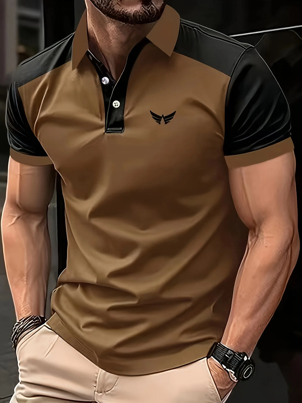 Men's Polo Shirt, Golf Shirt, Simple and Fashionable Outdoor Street Sports, Lapel Stand Up Collar, Breathable Short Sleeved Top