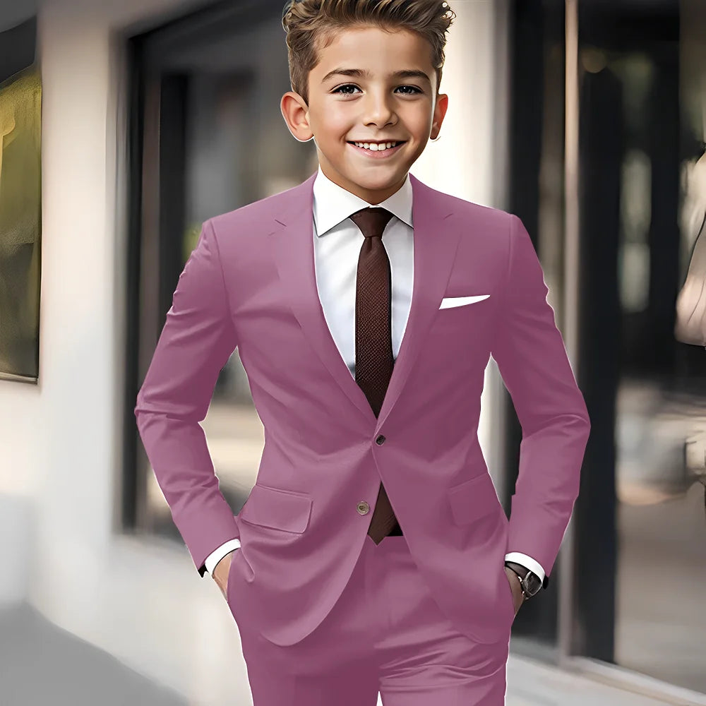 Brown Boys Suit 2 Piece Set Jacket Pants Wedding Kids Tuxedo Holiday Dress Boys Blazer Custom Clothes