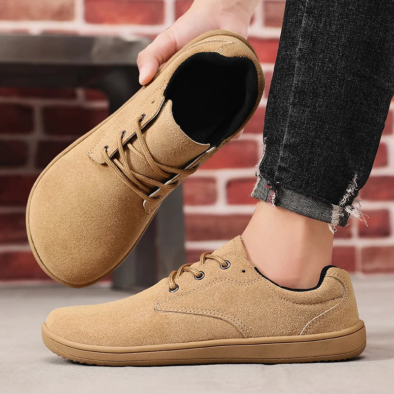 Wide Toe Barefoot Shoes for Men Outdoor Treking Sports Minimalist Walking Shoes Suede Waterproof Outdoor Men Travel Sneakers
