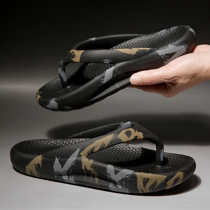 Fashion Daily Slippers for Men Anti Slip Soft Sole Lightweight Home Beach Outdoor Leisure Walking Footwear