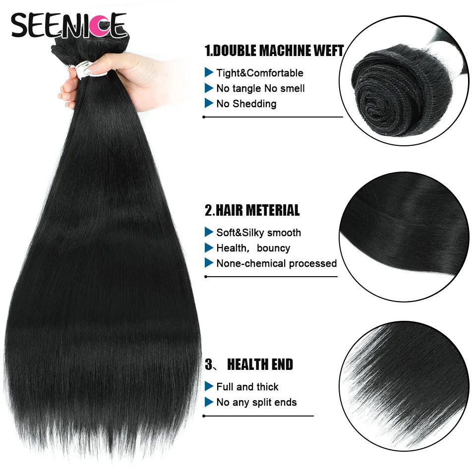 Bone Straight Hair Extensions Ombre Blonde Fake Hair Bundles Super Long Hair Synthetic 22-40 Inch Straight Hair Full to End