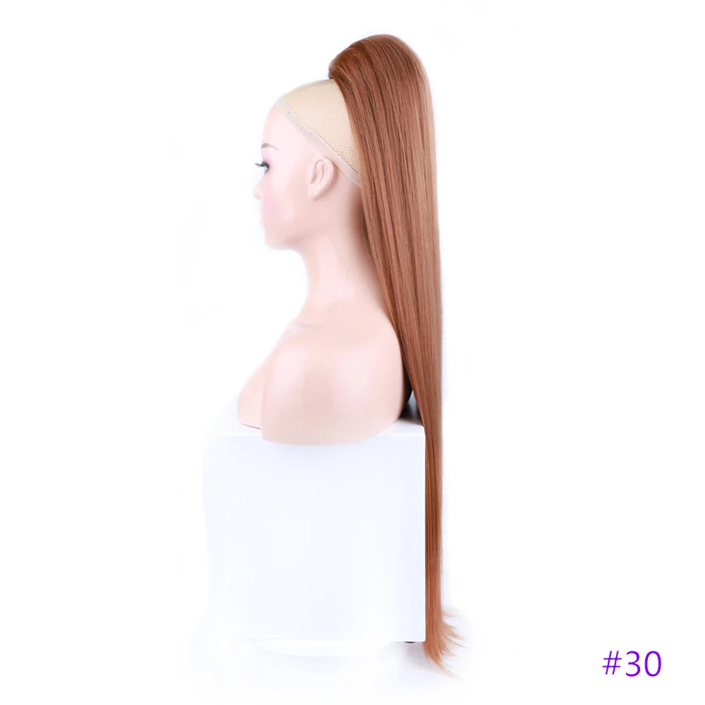 30 Inch Long Bone Straight Ponytails Futura Synthetic Drawstring Ponytails Clip-in Hair Extensions Straight Ponytails for Women