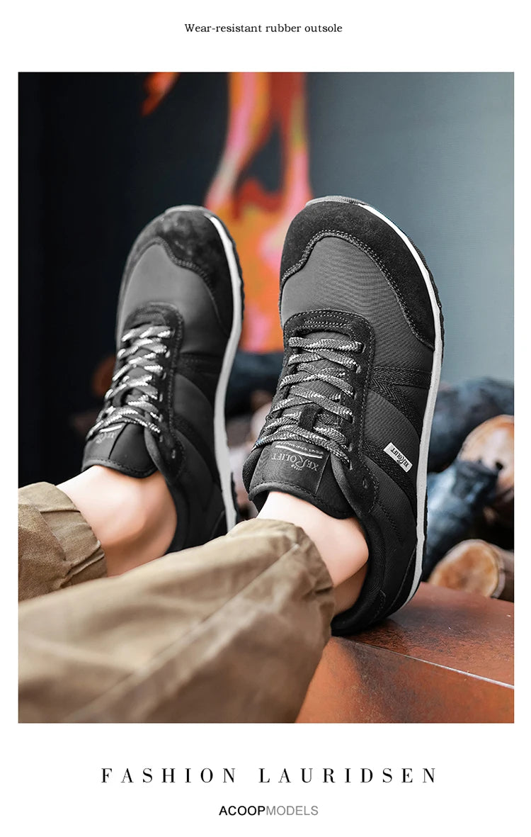 Men Spring and Autumn Oversized Wide Toe Shoes Barefoot Casual Shoes Popular Flat Sneaker Outdoor hiking driving Footwear