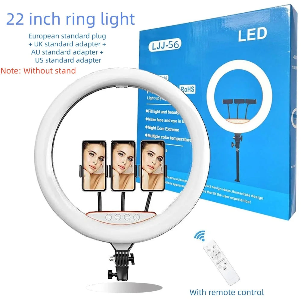 22 inch Ring Light 3000-6500K Color LED Video Ring Lamp with Phone Holder And Remote For MakeUp Youtube Photo Studio