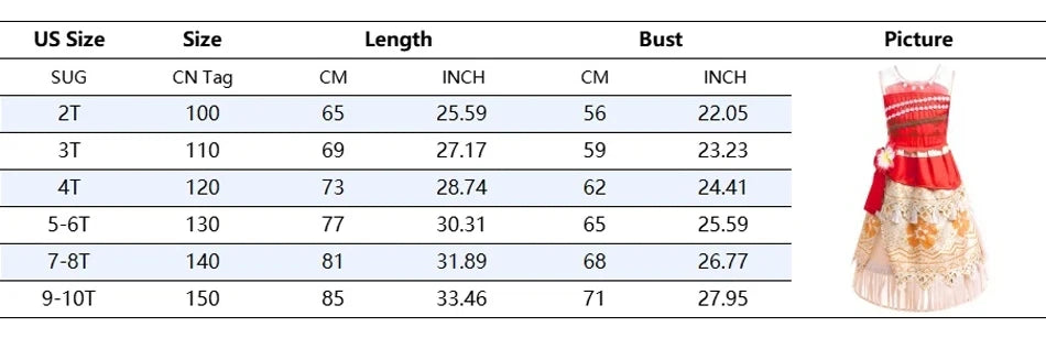 Moana Dress Cosplay Princess Costume Kids Vaiana Print Vestidos Girls Birthday Halloween Carnival Party Outfits Children Clothes