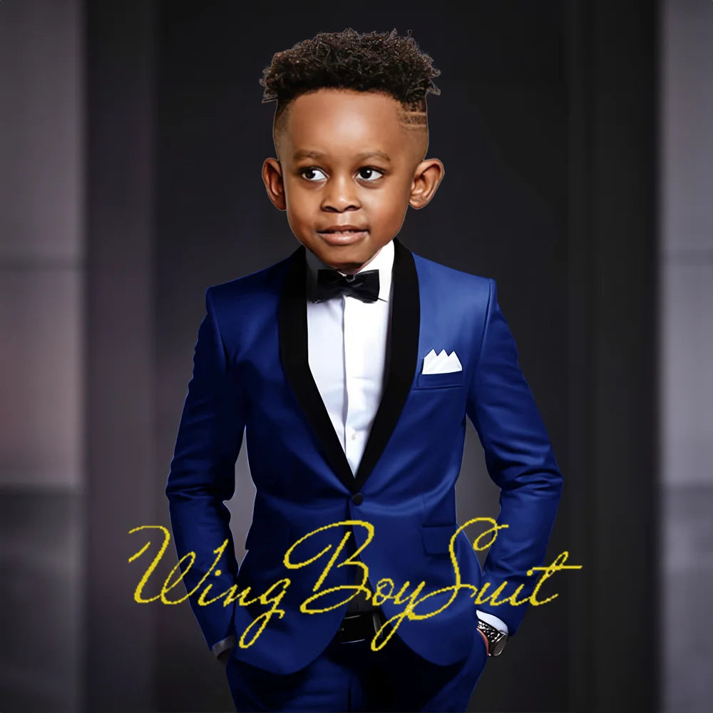 Boys Suits 2 Piece Classic Fleece Collar Wedding Tuxedo Formal Slim Fit Kids Jackets Pants 2-16 Years Tailored Clothes