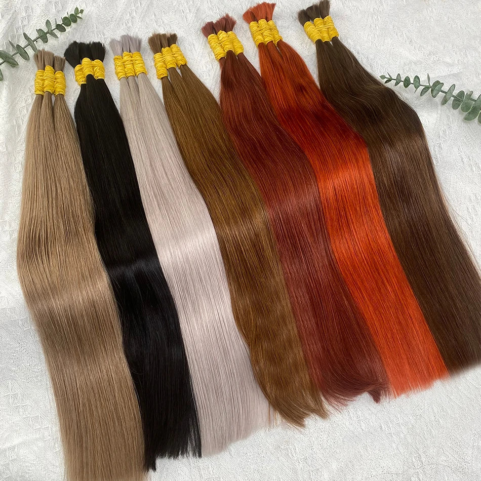 Straight Human Hair Bundles No Weft Natural Black Bulks Blonde Brazilian Remy Hair 100% Real Natural Hair Extension For Women