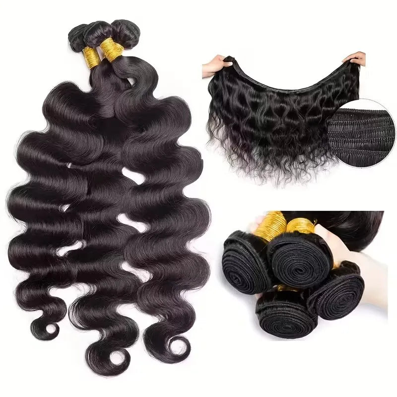 Body Wave Bundles Human Hair Brazilian Hair Weave Bundles Natural Black Human Hair Extensions 3 PCS Bundles