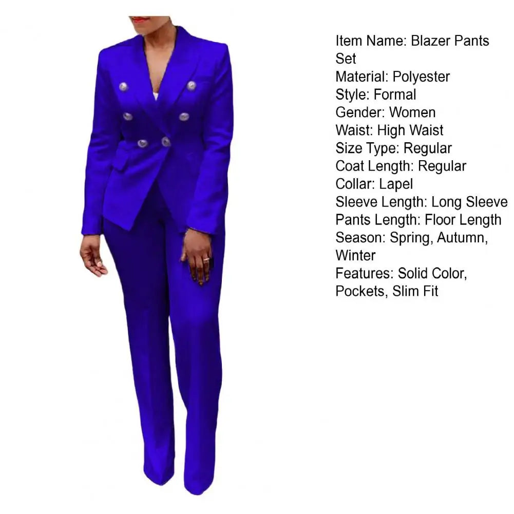 Women Blazer Suits Two 2 Pcs Sale Casual Slim Button Blazer Coats& Button Fitness Slim Full Blazer Pant Sets