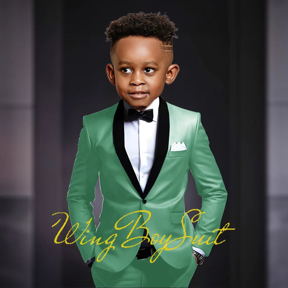 Boys Suits 2 Piece Classic Fleece Collar Wedding Tuxedo Formal Slim Fit Kids Jackets Pants 2-16 Years Tailored Clothes